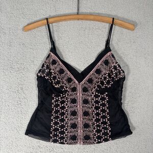 Sheer Size XS Women Crop Top Black Babydoll Fairy Whimsigoth Goth Coquette Ditsy